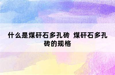 什么是煤矸石多孔砖  煤矸石多孔砖的规格